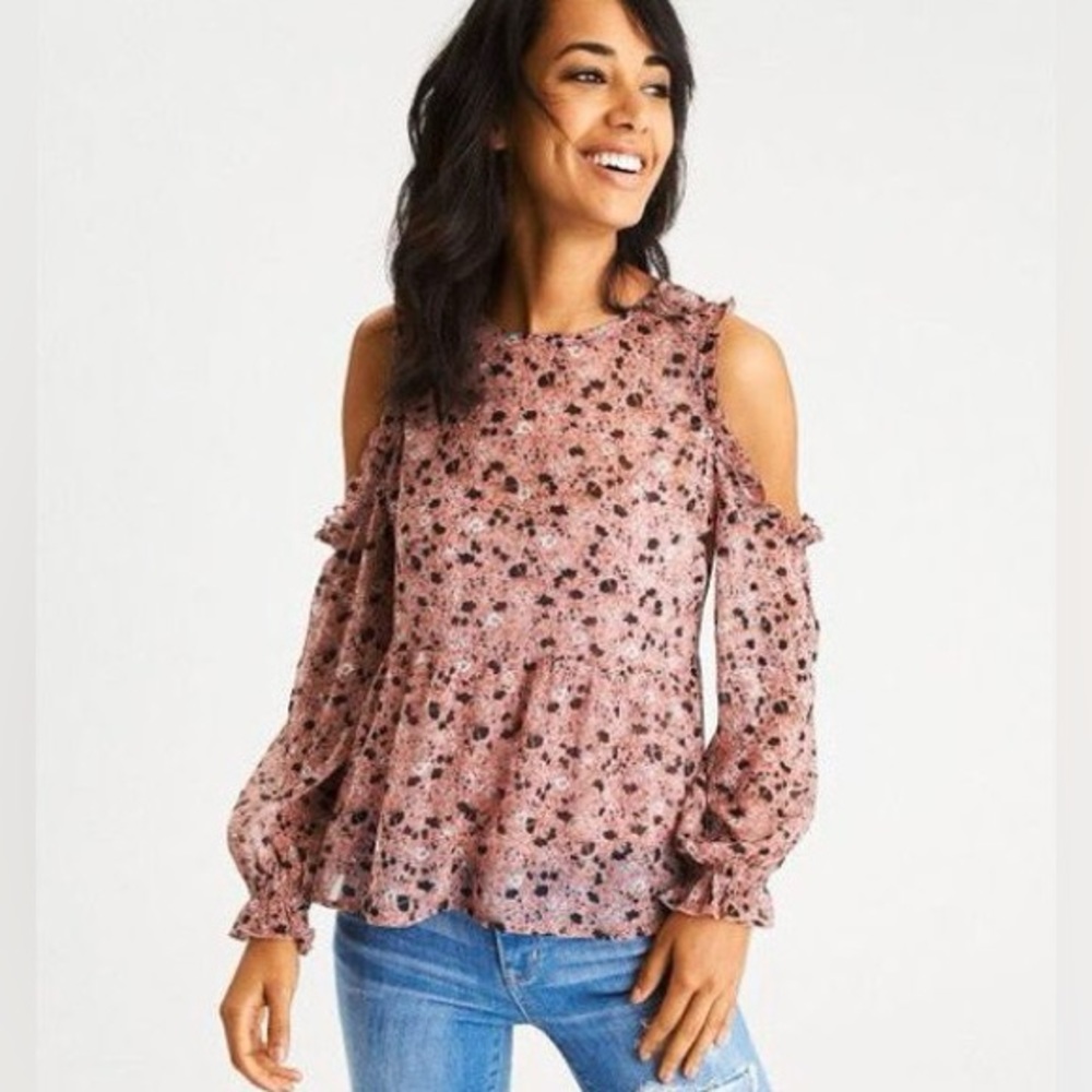 AEO | Romantic Floral  Cold Shoulder Blouse